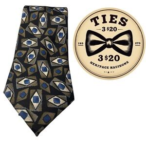 Vintage Henry Grethel Abstract Eye Silk Print Tie Geometric 4x54 EUC 3/$20 Sale
